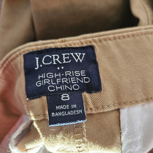 J Crew High Rise Girlfriend Chino‎ Pants Khaki Size 8 Preppy Old Money Capsule - Picture 3 of 11